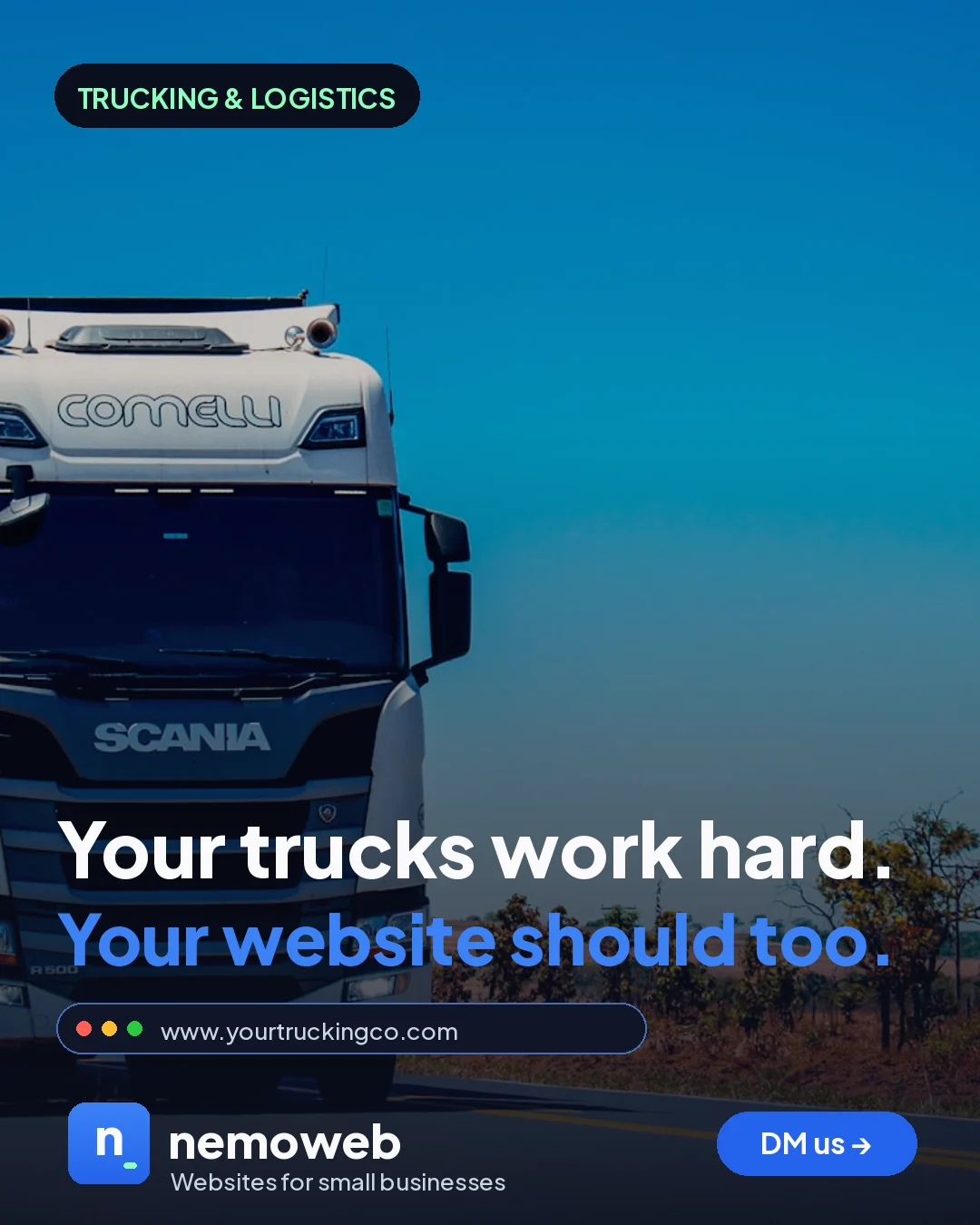 nemoweb Instagram post about trucking company websites