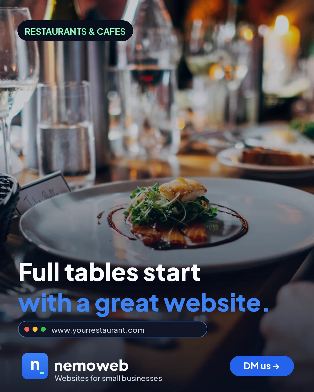 nemoweb Instagram post about restaurant websites