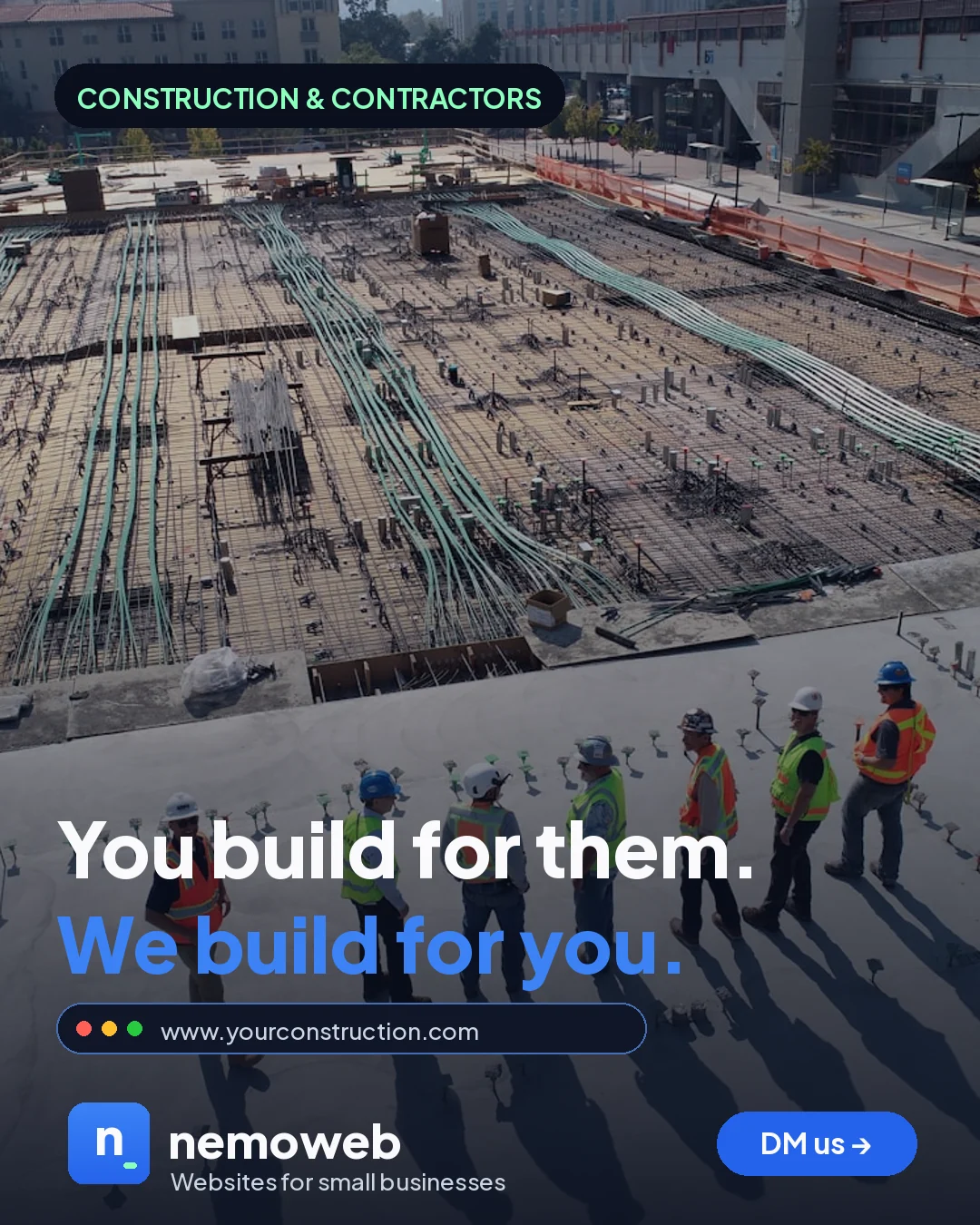 nemoweb Instagram post about construction contractor websites