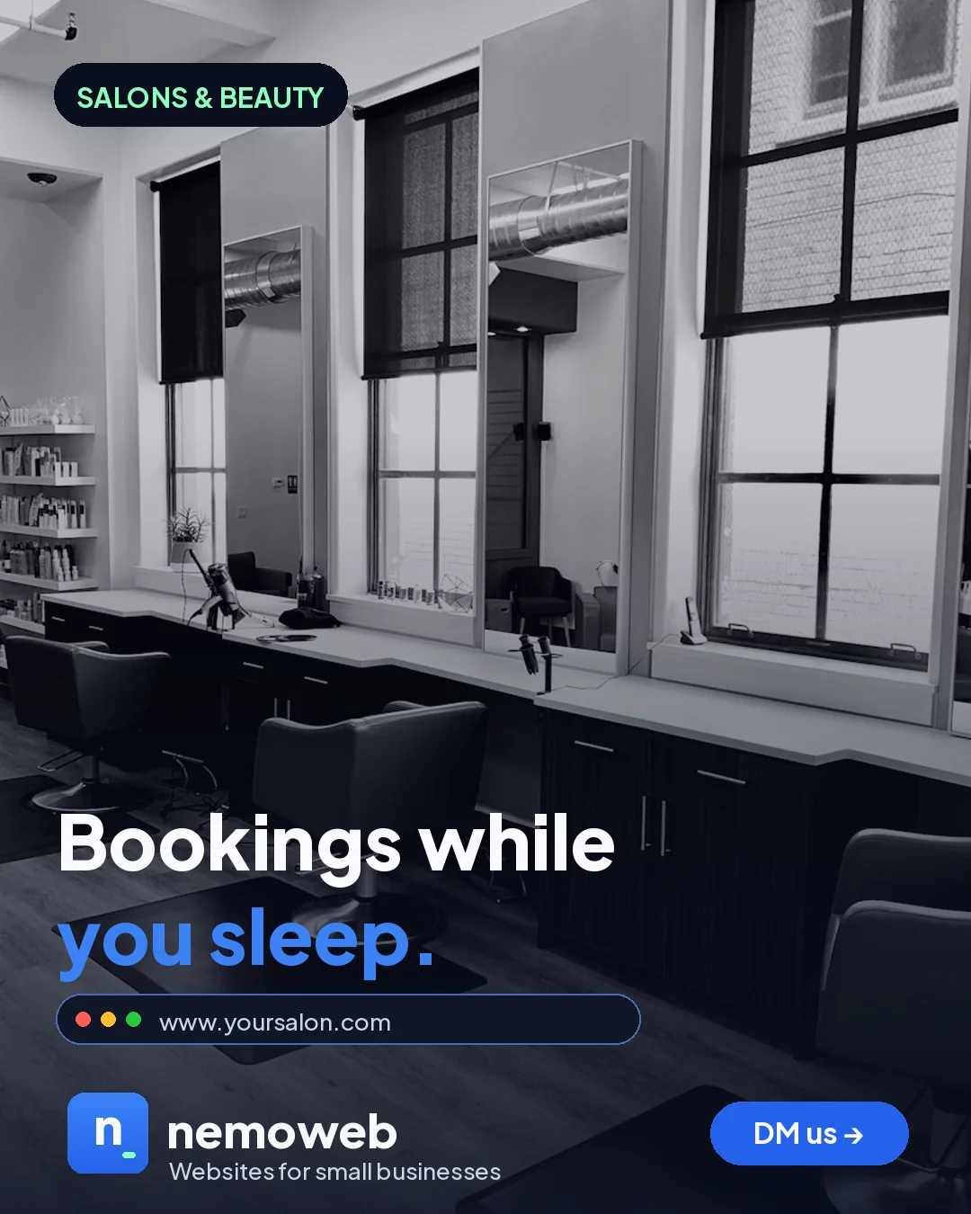 nemoweb Instagram post about salon and beauty websites