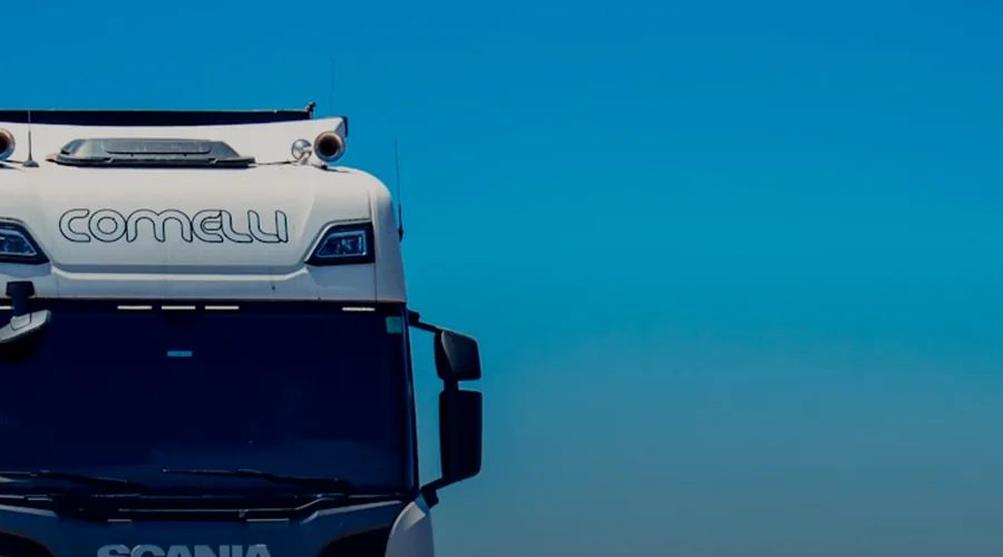 Semi truck on the highway — trucking and logistics website design